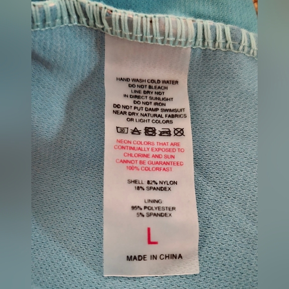 Swim Suit Side Racer Back Striped Printed Strappy T-Back Tankini Top Size Large - Picture 6 of 14